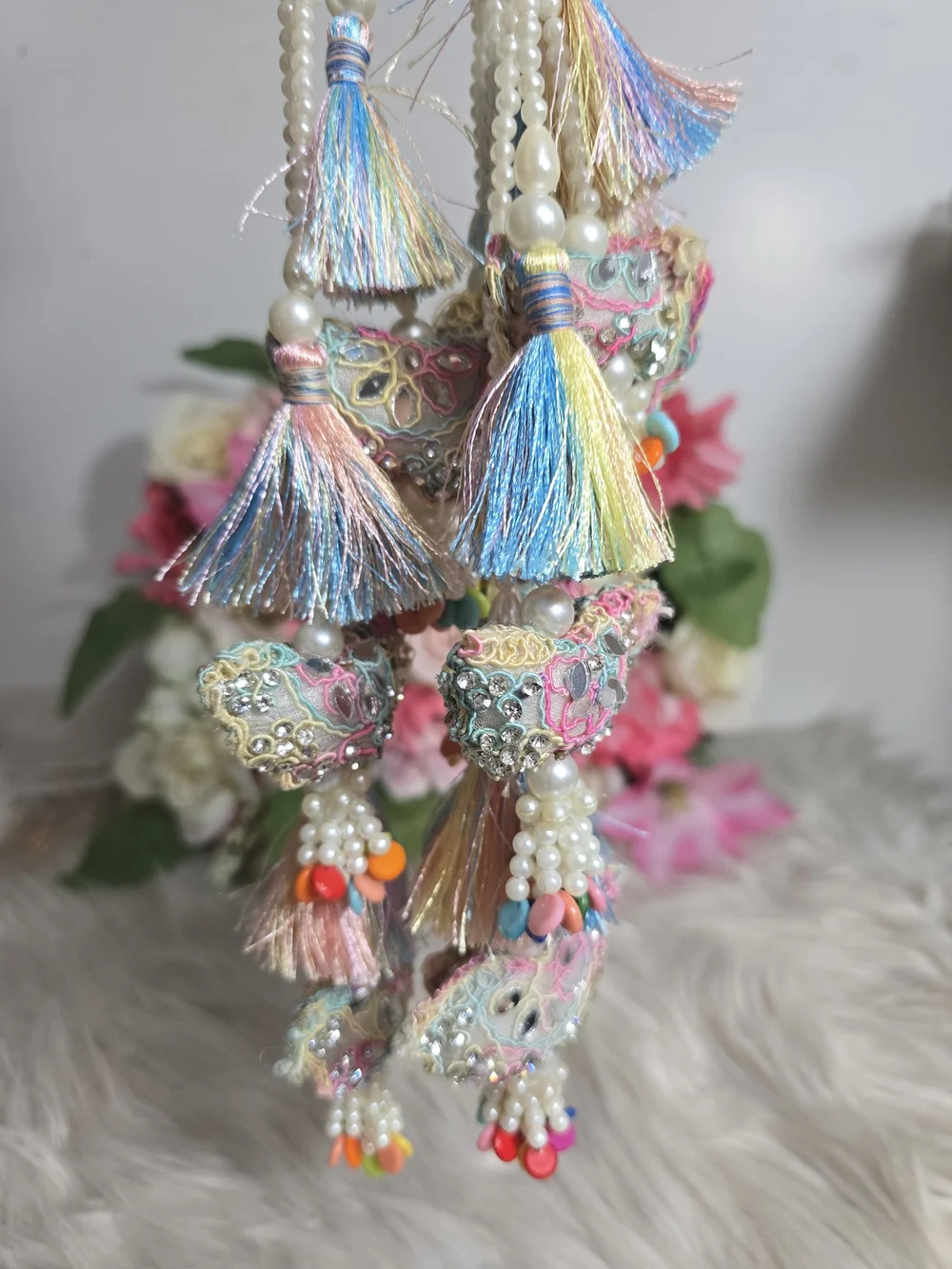 Multicolor Thread & Bead Ethnic Tassel Punjabi Paranda with Black & Gold Accent
